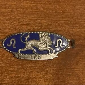 Leo Zodiac Silver and Blue Brooch